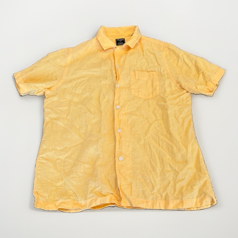 Todd Snyder Baird McNutt Yellow Irish Linen Button Up Shirt Mens Medium